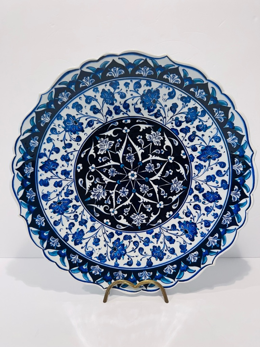 Vintage Turkish Handmade Decorative Plate Original Iznik Design 16th Century 13”